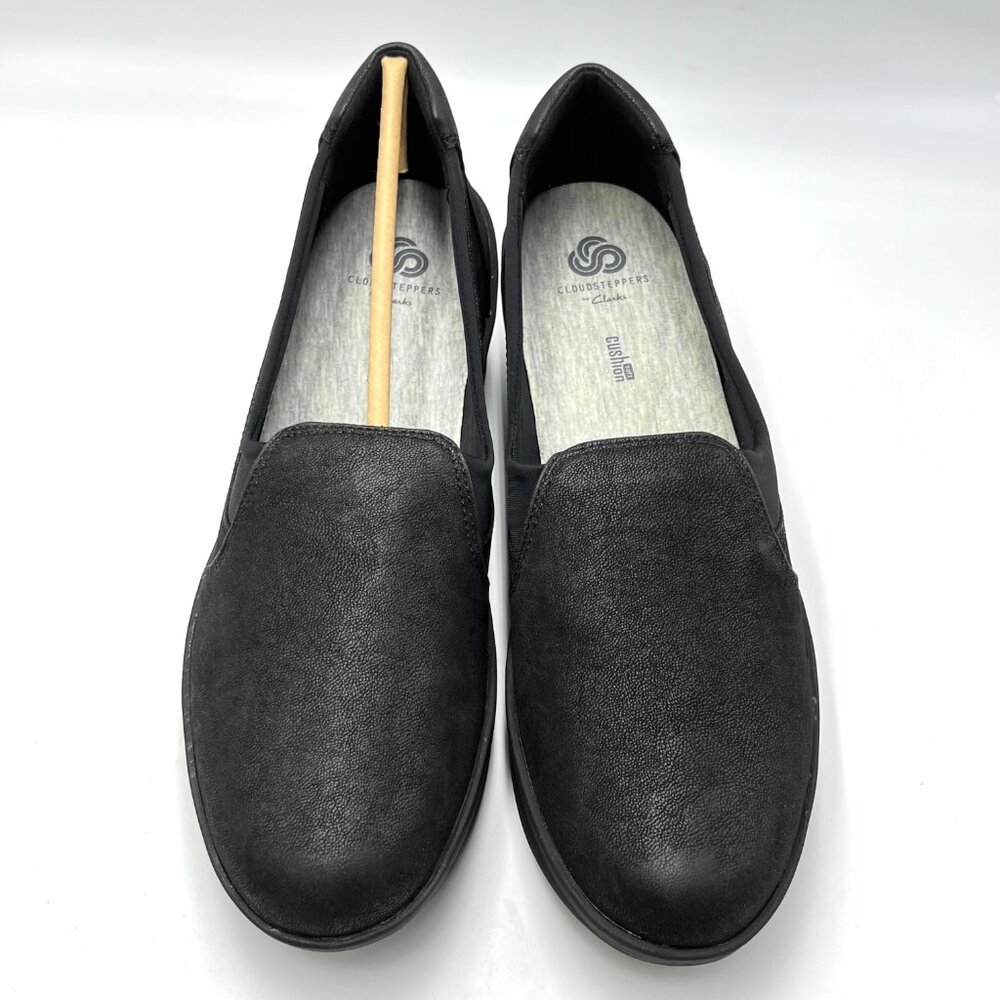 Clarks Womens Size 11 Step Rose Moon Black Comfort Wedges Loafers Shoes New - Picture 2 of 13